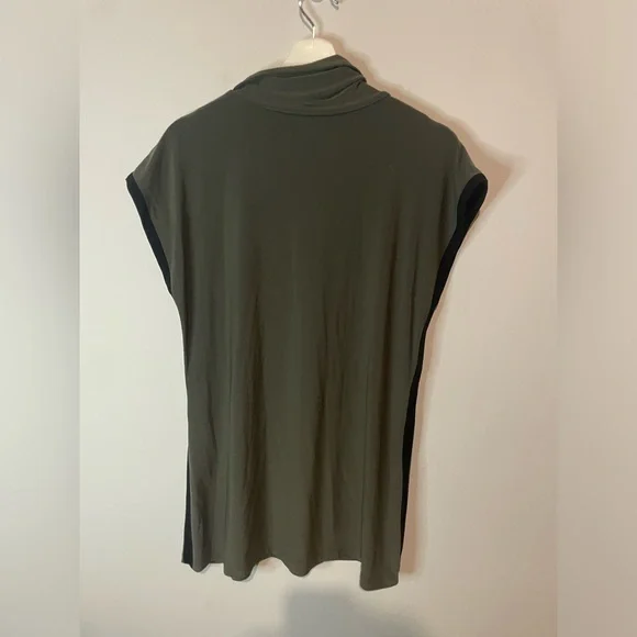 Joseph Ribkoff Olive Green Cowl Neck Tunic Dress Asymmetrical Handkerchief Neck - Picture 7 of 10